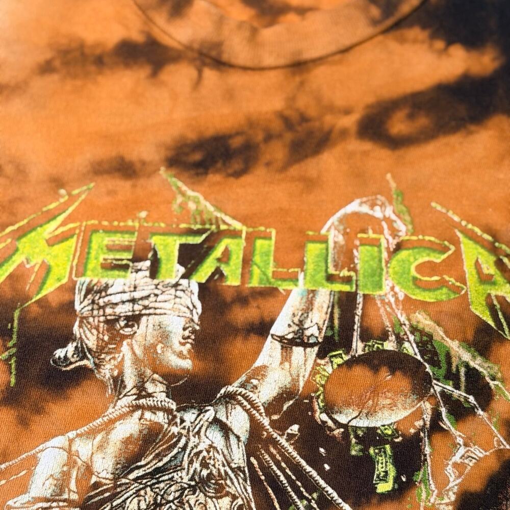 Metallica And Justice For All Bleach Tie-Dye T-Shirt | Retro Band Tee | Size M
